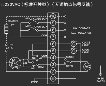 220VAC標(biāo)準(zhǔn)開關(guān)型<a href='http://m.roadmix.com.cn/Product/diefa/diandongdiefa/' target='_blank'>電動(dòng)<a href='http://m.roadmix.com.cn/Product/diefa/' target='_blank'>蝶閥</a></a>接線圖