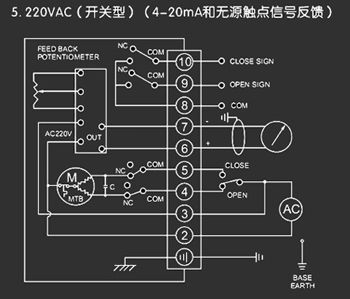 220VAC開關(guān)型<a href='http://m.roadmix.com.cn/Product/diefa/diandongdiefa/' target='_blank'>電動(dòng)<a href='http://m.roadmix.com.cn/Product/diefa/' target='_blank'>蝶閥</a></a>接線圖