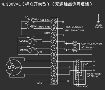 380VAC標(biāo)準(zhǔn)開關(guān)型<a href='http://m.roadmix.com.cn/Product/diefa/diandongdiefa/' target='_blank'>電動(dòng)<a href='http://m.roadmix.com.cn/Product/diefa/' target='_blank'>蝶閥</a></a>接線圖