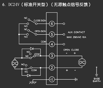 ＤＣ24Ｖ標(biāo)準(zhǔn)開關(guān)型<a href='http://m.roadmix.com.cn/Product/diefa/diandongdiefa/' target='_blank'>電動(dòng)<a href='http://m.roadmix.com.cn/Product/diefa/' target='_blank'>蝶閥</a></a>接線圖